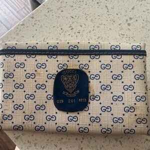 Gucci Beige and Navy Monogram Wallet